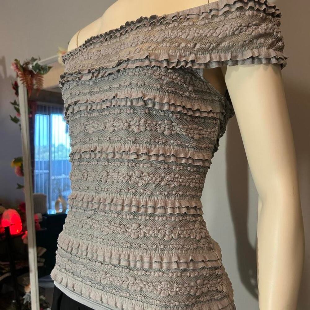 Max studio gray off the shoulder top